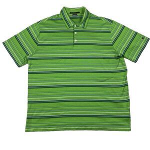 Nike Tiger Woods Polo Golf Shirt Mens XL Dri Fit Wicking 401420-328 Green Stripe